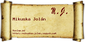Mikuska Jolán névjegykártya