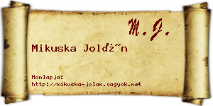 Mikuska Jolán névjegykártya